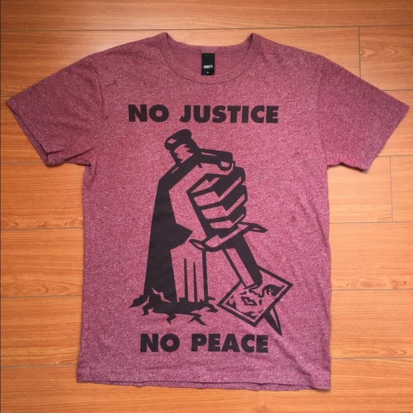 Obey Other - Obey Maroon Graphic Tee - No Justice No Peace